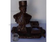 France WWI Trench Art Marshal Foch Bust Statuette Inkwell by Carlier Numbered