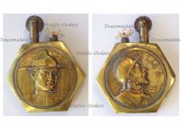 France WWI Trench Art Petrol Lighter US Army Soldier Doughboy and French Poilu On les A 1917 1918