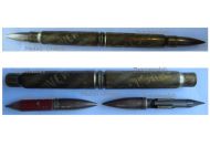 France WWI Trench Art Pen & Pencil Set from Rifle Cartridges for the Battle of Alsace (Battle of Mulhouse) Named
