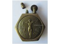 France Trench Art WWI Petrol Lighter Erotic Naked Female Hexagonal Type