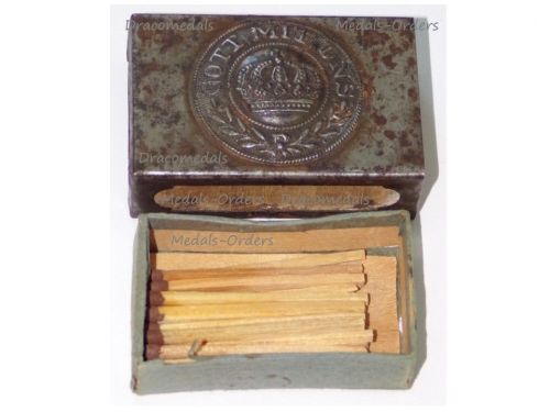 Germany Trench Art WWI Matchbox Holder German Army Soldier Buckle Gott mit Uns