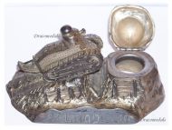 France WWI Trench Art French Tank Renault FT17 Inkwell by Ouveb Numbered