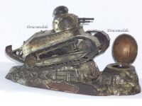 France WWI Trench Art French Tank Renault FT17 Inkwell 507 RCC Regiment by Ouveb