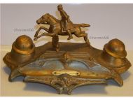 France Trench Art WWI French Cavalry Horse Rider Inkwell Coetquidan Barracks Saint-Cyr Officer's Academy Numbered