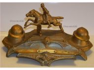 France Trench Art WWI French Cavalry Horse Rider Inkwell Coetquidan Barracks Saint-Cyr Officer's Academy Numbered