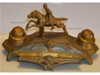 France Trench Art WWI French Cavalry Horse Rider Inkwell Coetquidan Barracks Saint-Cyr Officer's Academy Numbered