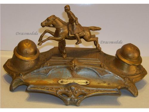France Trench Art WWI French Cavalry Horse Rider Inkwell Coetquidan Barracks Saint-Cyr Officer's Academy Numbered