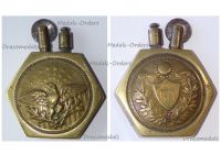 France WWI Trench Art Petrol Lighter Eagle US Army Flag 1917 1918 Hexagonal Type