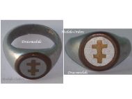 France Trench Art WWI Soldier's Ring with the Cross of Lorraine in Aluminum