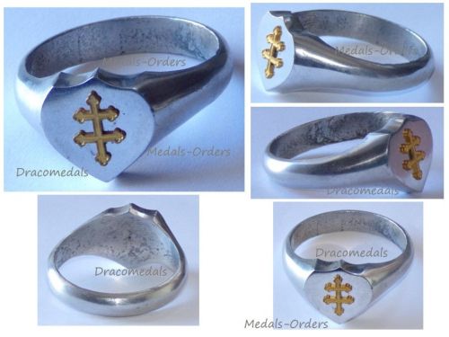 France Trench Art WWI Patriotic Ring with the Cross of Lorraine (Desk Weight)