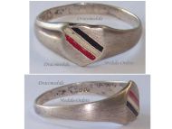 Germany WWI Patriotic Ring with the German Imperial Flag Colors in Silver 800