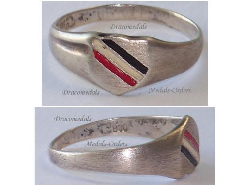 Germany WWI Patriotic Ring with the German Imperial Flag Colors in Silver 800