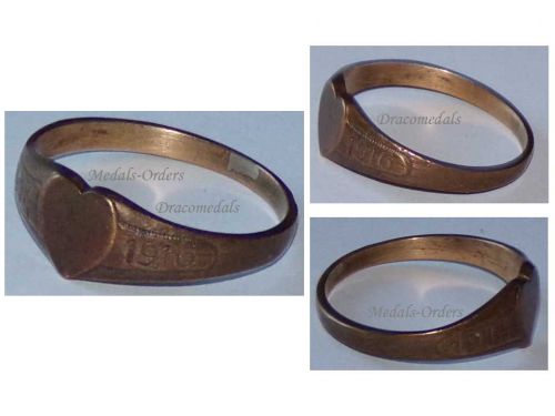 Germany WWI Patriotic Ring Heart Shaped 1914 1916 in Bronze