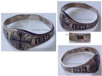 Germany WWI Patriotic Ring with the Iron Cross EK1 1914 1916 in Silver 800