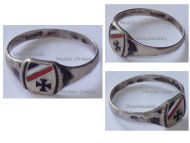 Germany WWI Patriotic Ring with the Iron Cross EK1 and the German Imperial Flag Colors in Silver