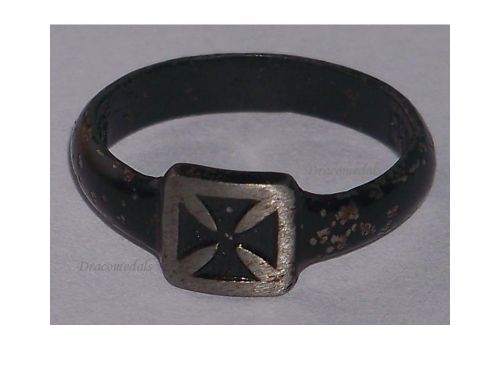 Germany WWI Patriotic Ring with the Iron Cross EK1 Inscribed Commemorative of the Iron Year 1914 1915