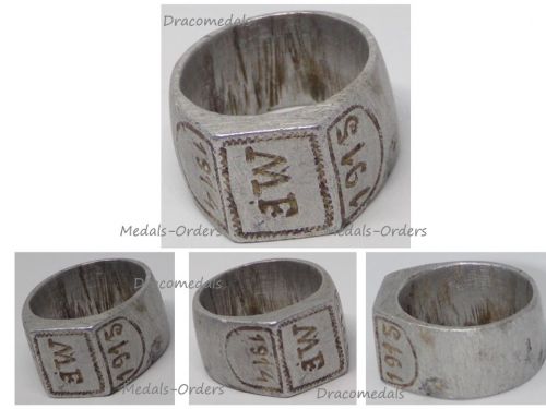 Germany WWI Patriotic Ring Aluminum Initials MF 1914 1916