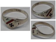 Germany WWI Patriotic Ring with the Iron Cross EK1 and the German Imperial Flag Colors 1914 1916 in Silver 800