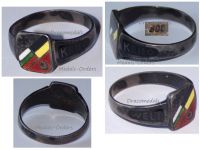Germany WWI Patriotic Ring with the Iron Cross EK1 and the National Flag Colors of the Central Powers Inscribed World War in Silver 800