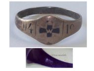Germany WWI Patriotic Ring with the Iron Cross EK1 1914 1918 in Silver 800