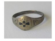 Germany WWI Patriotic Ring Featuring the Iron Cross Dated 1914 1918, Silver 800