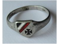 Germany WWI Patriotic Ring with the Iron Cross EK1 and the German Imperial Flag Colors in Silver 800 