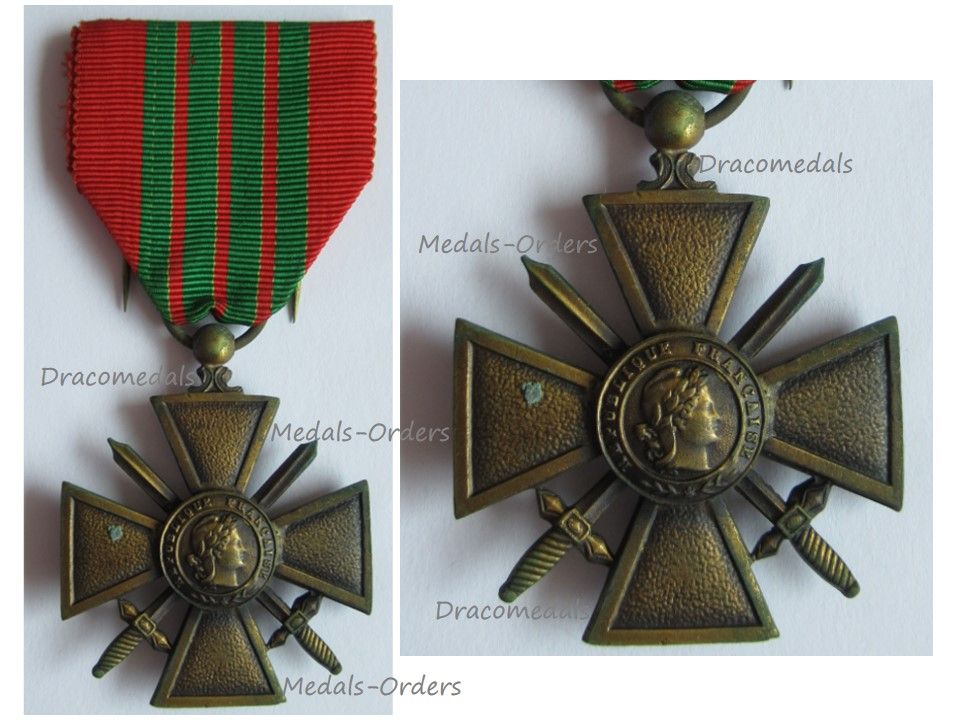 フランス軍実物　メスキット　marque deposee 1939 France WWII War Cross Croix de Guerre 1939 1945 Military Medal WW2
