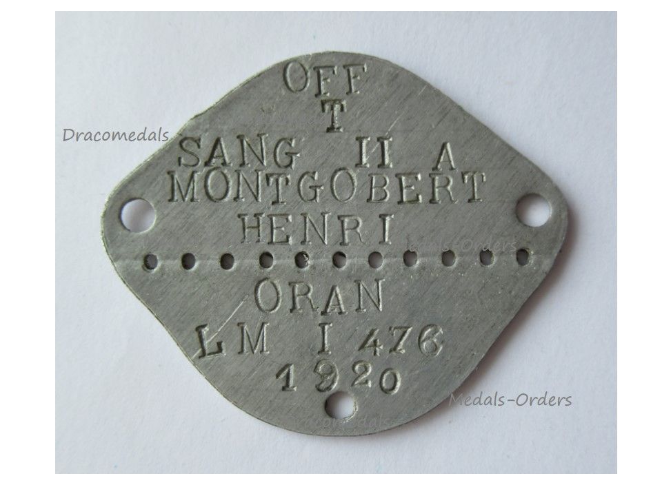 France WWII officer officers Dog Tag Identification Plaque Colonel Military WW2 1939 1945 Class 1920 French Army Insignia Blitzkrieg pMO01030 Dracomedals Medals Orders Medals Orders Decorations