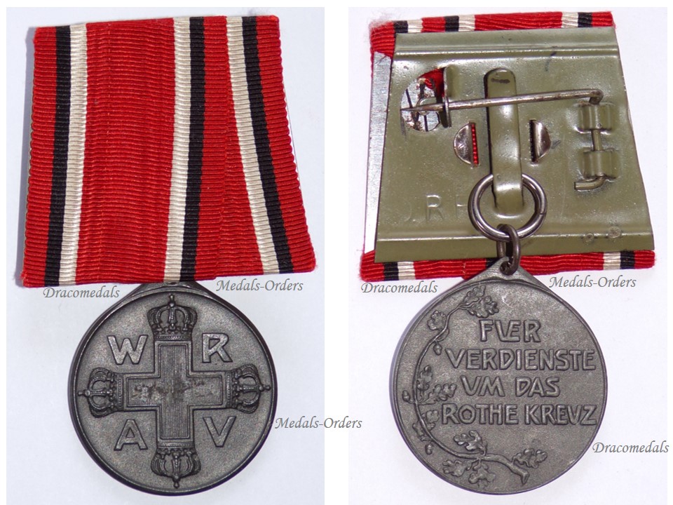 Germany WWI Prussia Red 3rd III Class Military Medal WW1 1914 1918 German Prussian Decoration Great War Zinc 1917 1921 large bar DRF - Dracomedals Medals-Orders Orders Decorations