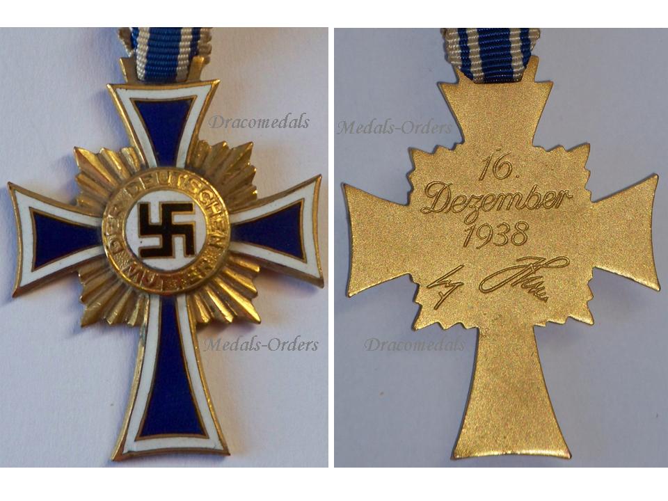 NAZI Germany WWII Mothers Cross 1938 Gold pMO02432 2nd Type ...