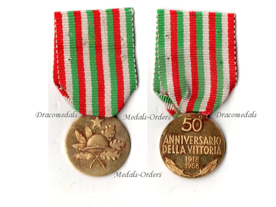 Italy Ww1 Gold 18k Military Medal 50th Anniversary Victory Great