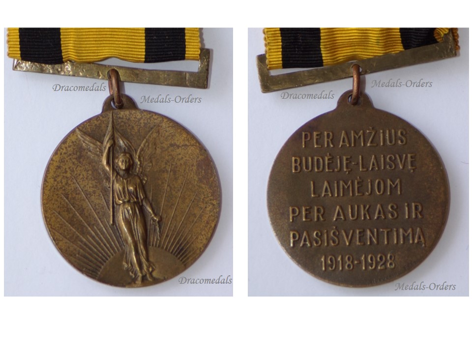Lithuania WWI Medal Lithuanian War Independence 1918 1928 Commemorative  10th Anniversary 1918 1928 WW1 1914 Great Huguenin Freres Boxed -  Dracomedals Medals-Orders Medals Orders Decorations